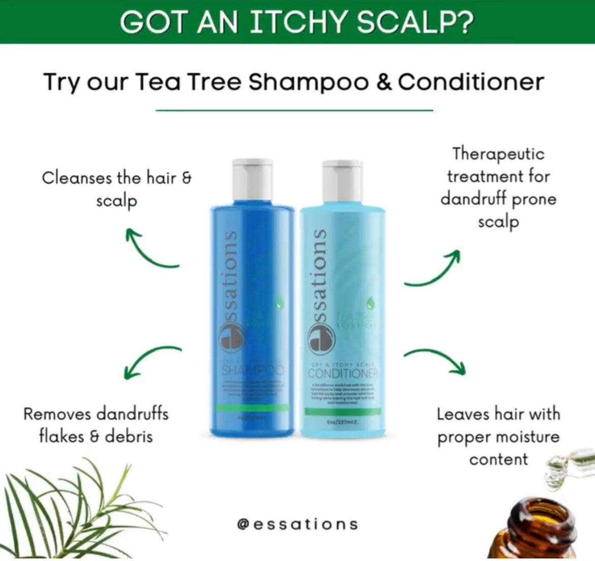 Tea Tree Solutions Dry & Itchy Scalp Conditioner by Essations