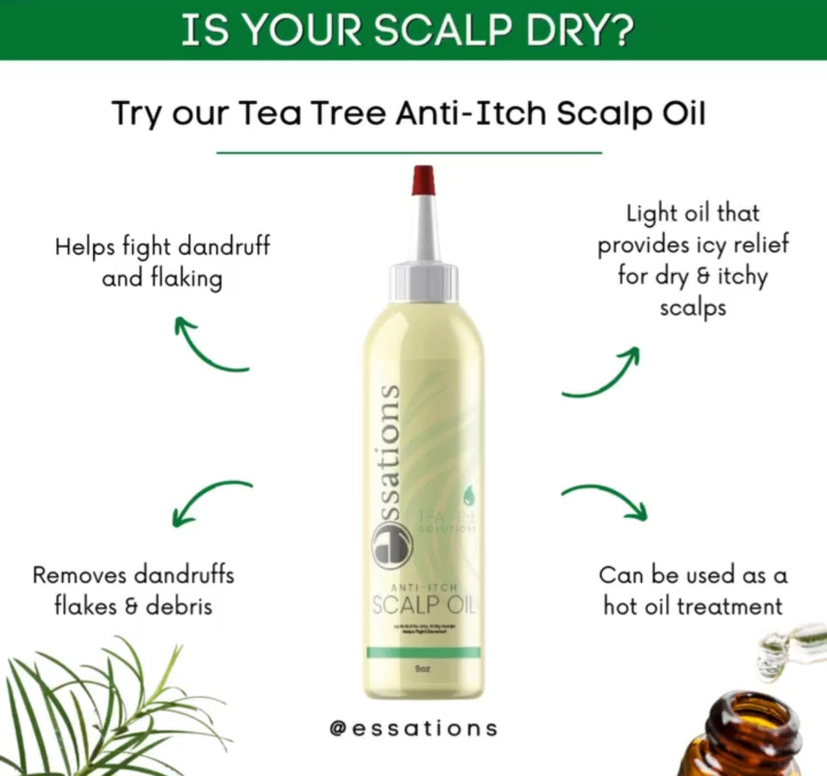 Tea Tree Solutions Anti-Itch Scalp Oil by Essations